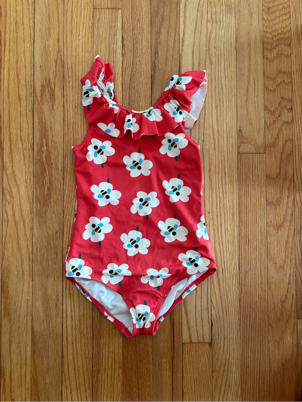 Hanna Anderson bee swimsuit one piece girls 6-7 yrs old